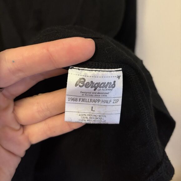 Bergan Fjellrap Norway 100% Merino Wool Sweater 1/4 Zip Base Layer Top L - Picture 3 of 6